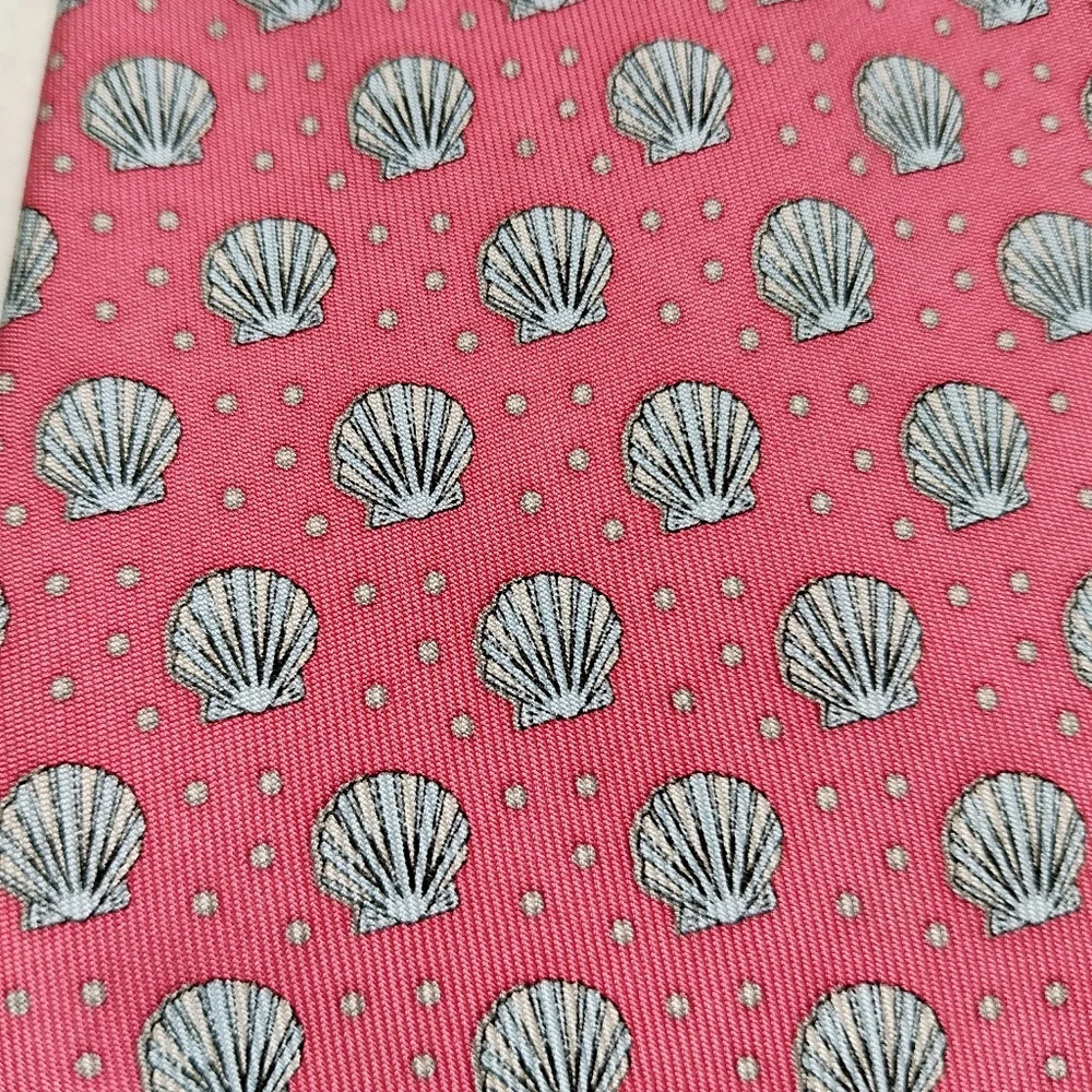 Vineyard Vines Set Of 2 Silk Men's Ties Pink Seashells And Blue Boats